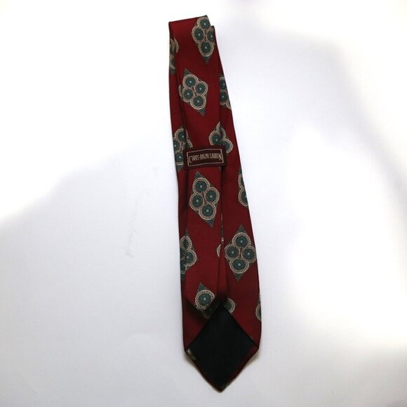 Chaps Ralph Lauren Geometric Multicolor Red Men's Narrow Suit Tie - Picture 3 of 4